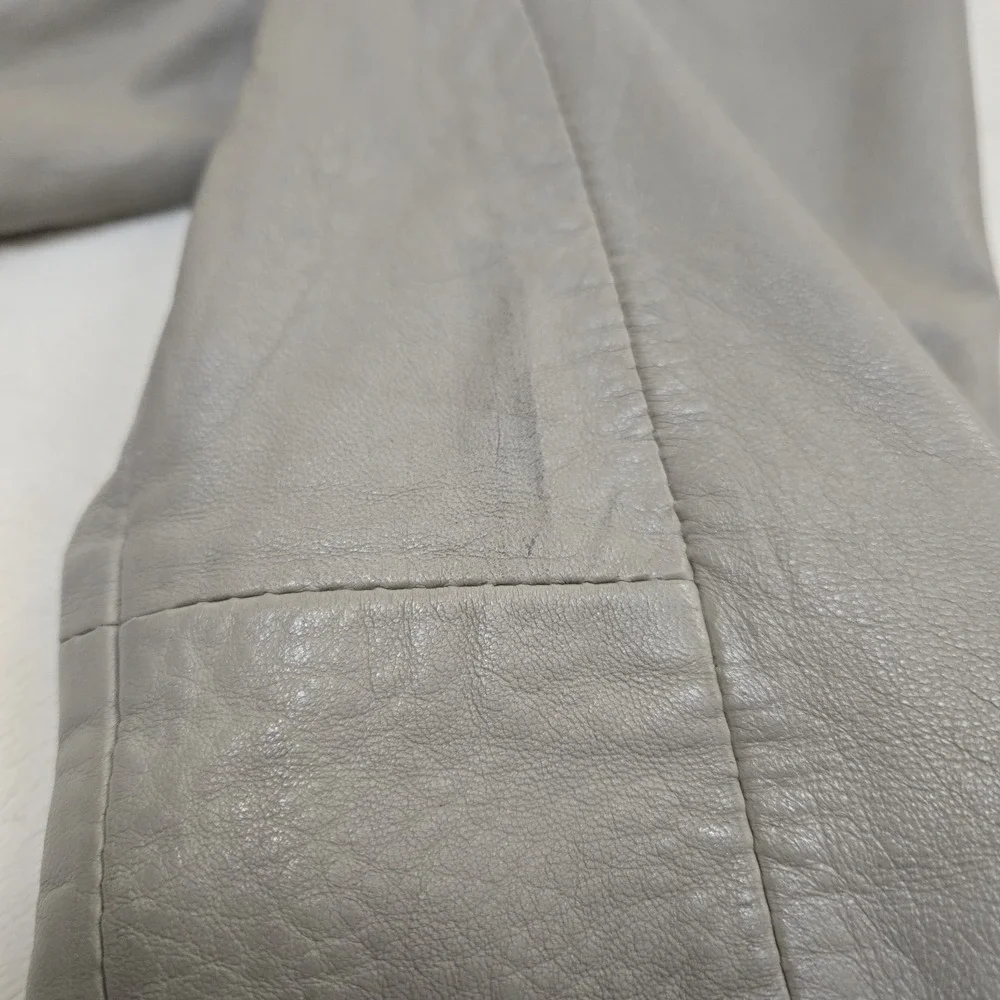 Bod & Christensen Notched Leather Jacket Blazer Single Button Grey Chic Womens L